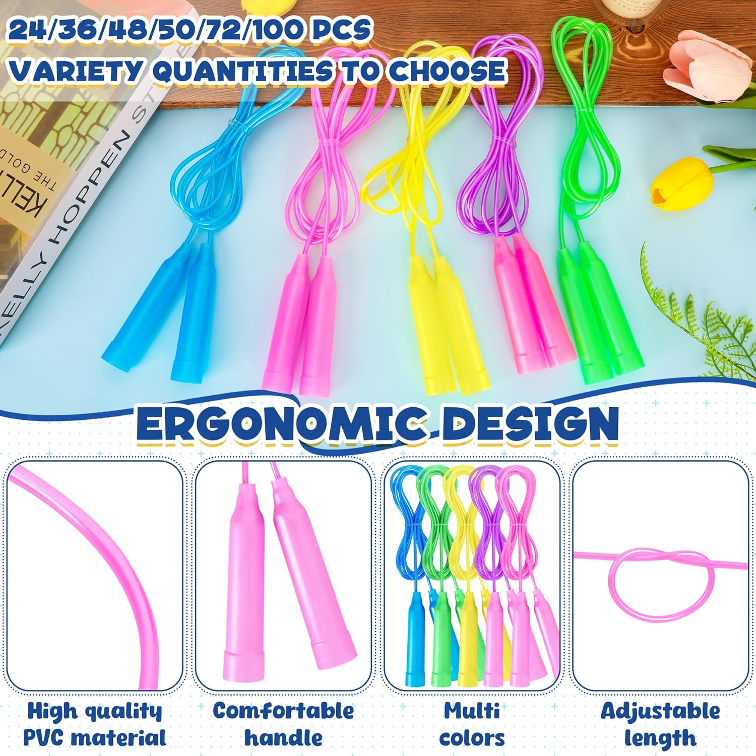 Colorful Adjustable Jump Ropes – обзор и цена Skipping Rope Pvc